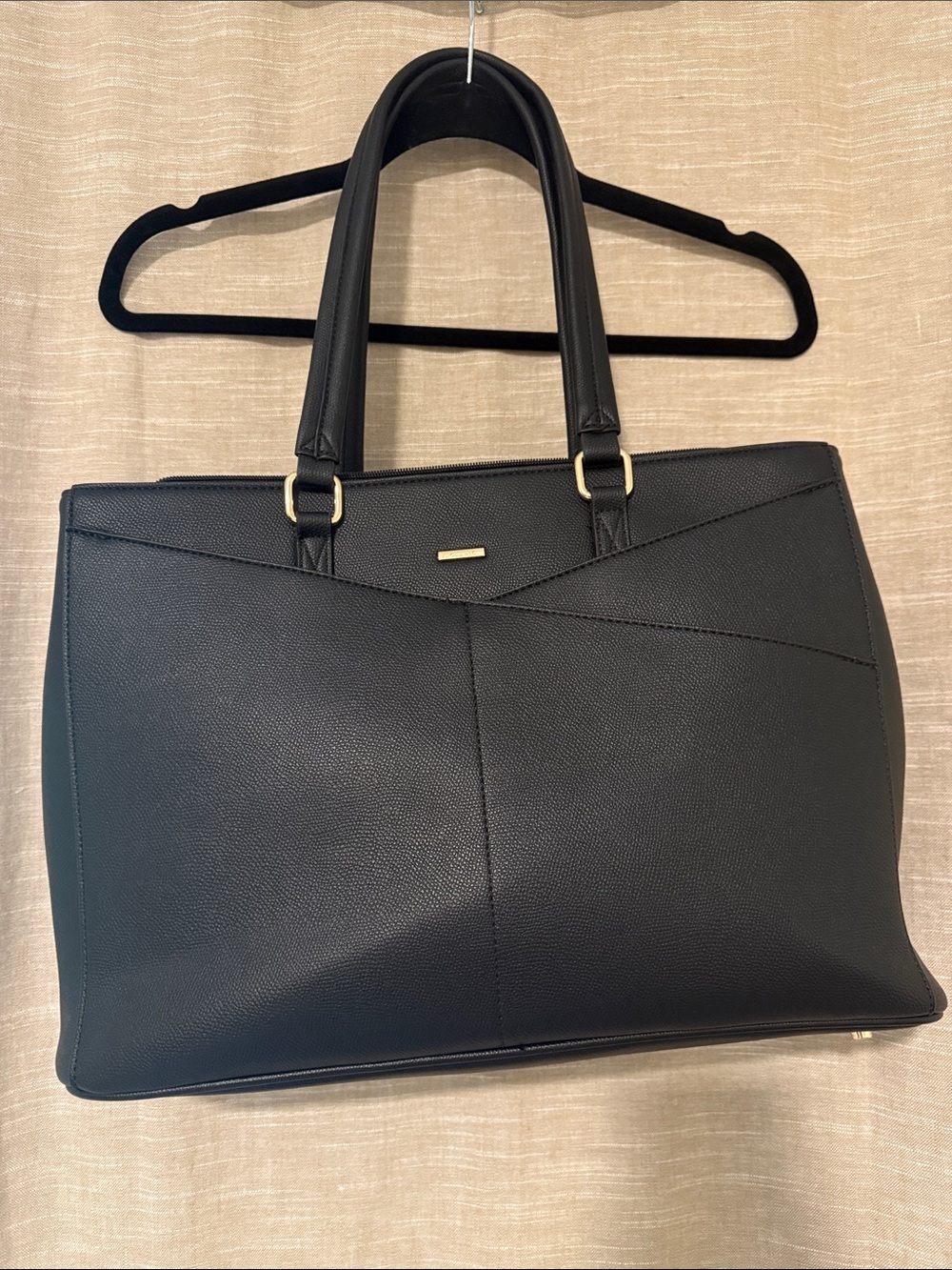 Elegant Black Laptop Tote with Gold Accents - Women's Work Tote